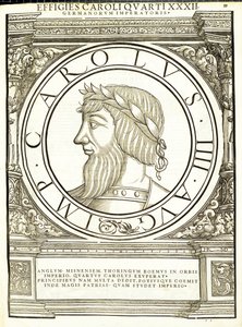 Carolus IIII, illustration de Imperatorum romanorum omnium orientalium et occidentalium verissimae imagines ex antiquis numismatis - Hans Rudolf Manuel Deutsch